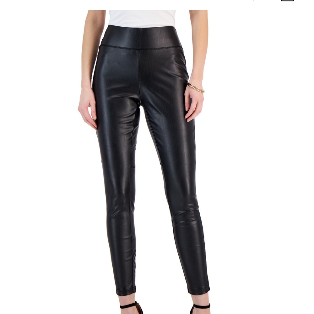 INC Black faux leather leggings, size 10